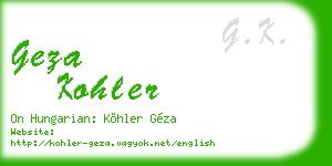 geza kohler business card