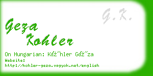geza kohler business card
